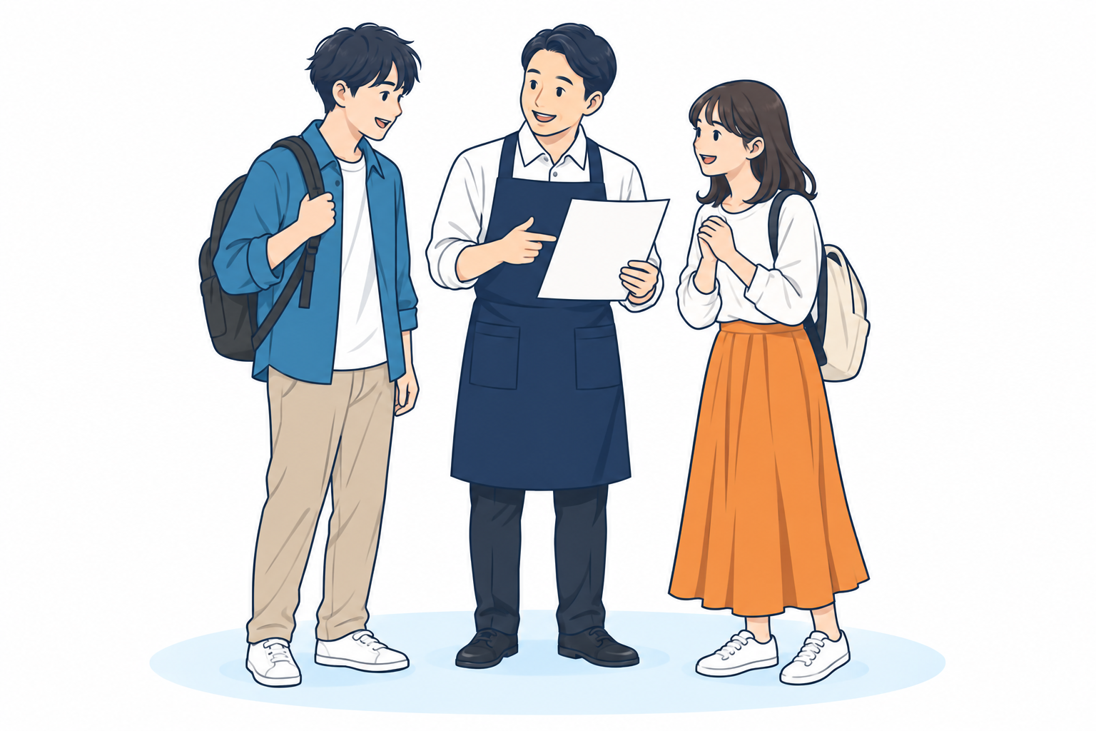 学生が仕事探しを相談するイラスト