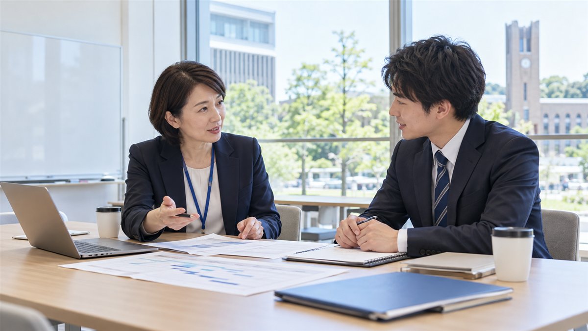 採用と大学連携について相談する企業担当者