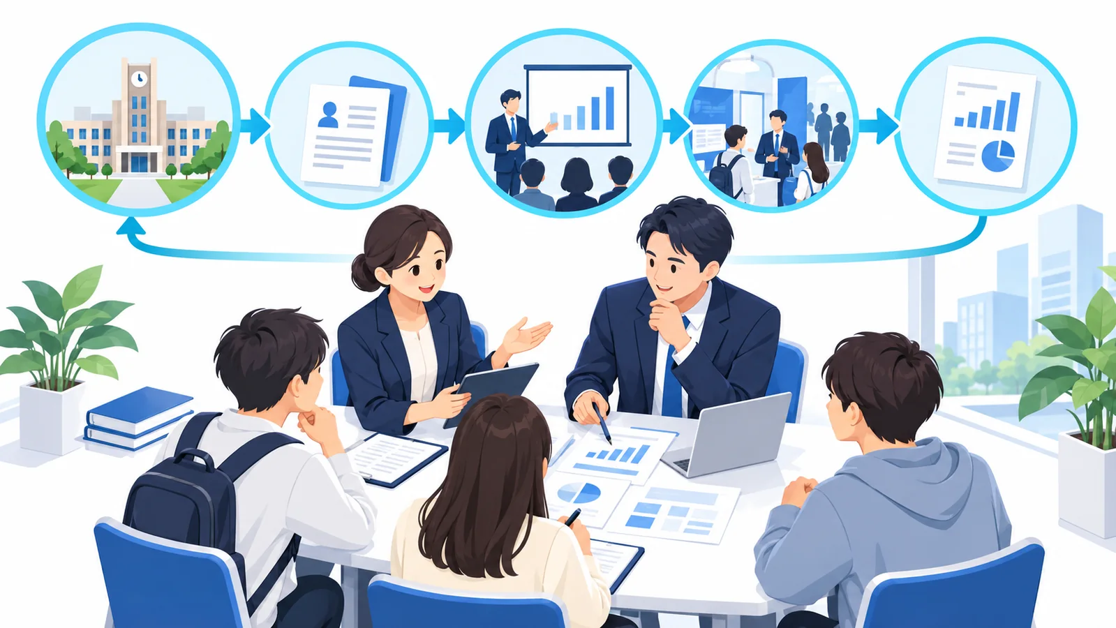 大学キャリアセンターと企業が学生向け企画を連携して進める流れ